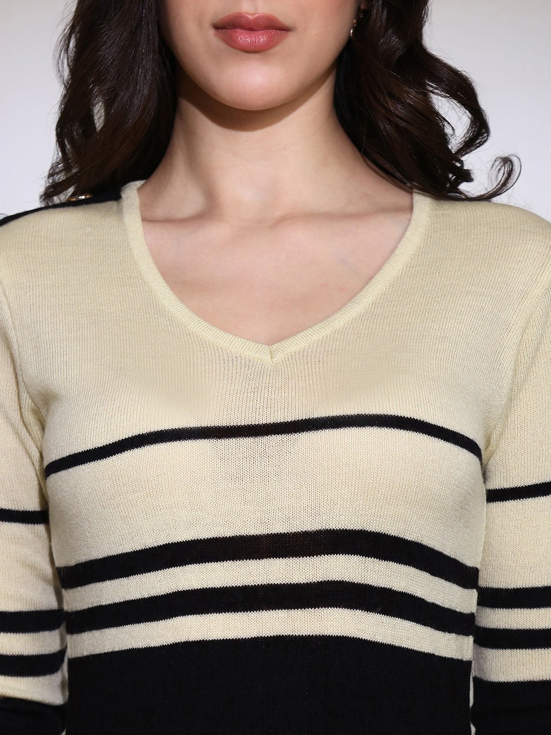 Black Striped Knit Midi Dress