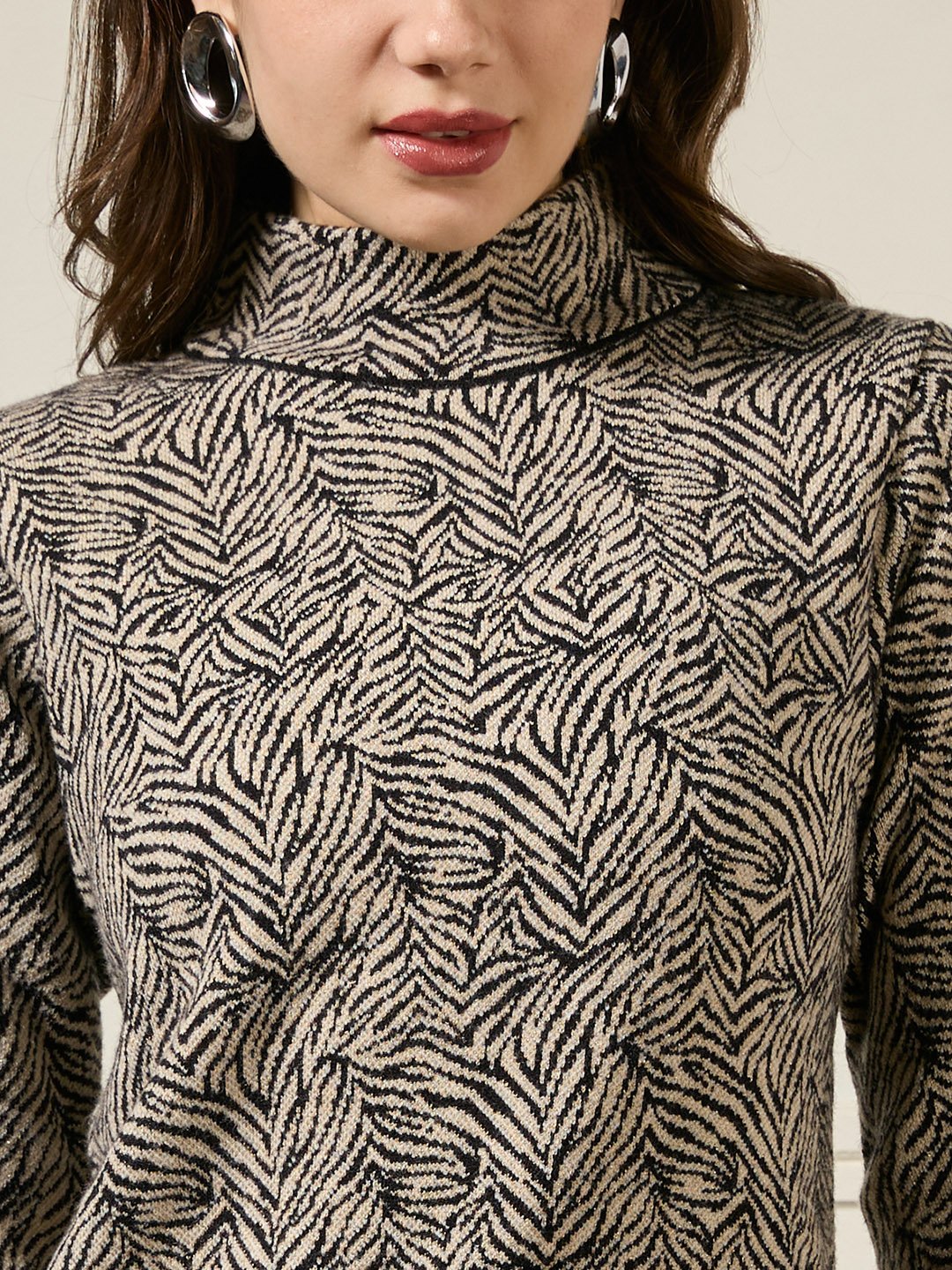 Black Zebra Print Knit Dress