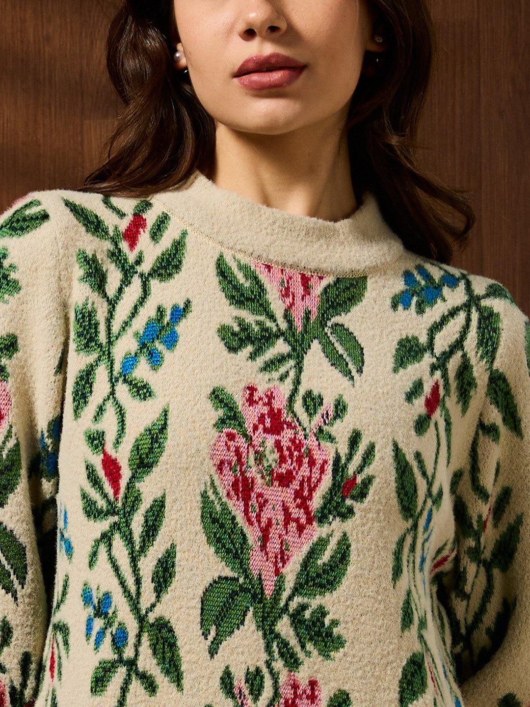 Off-White Floral Knit Dress