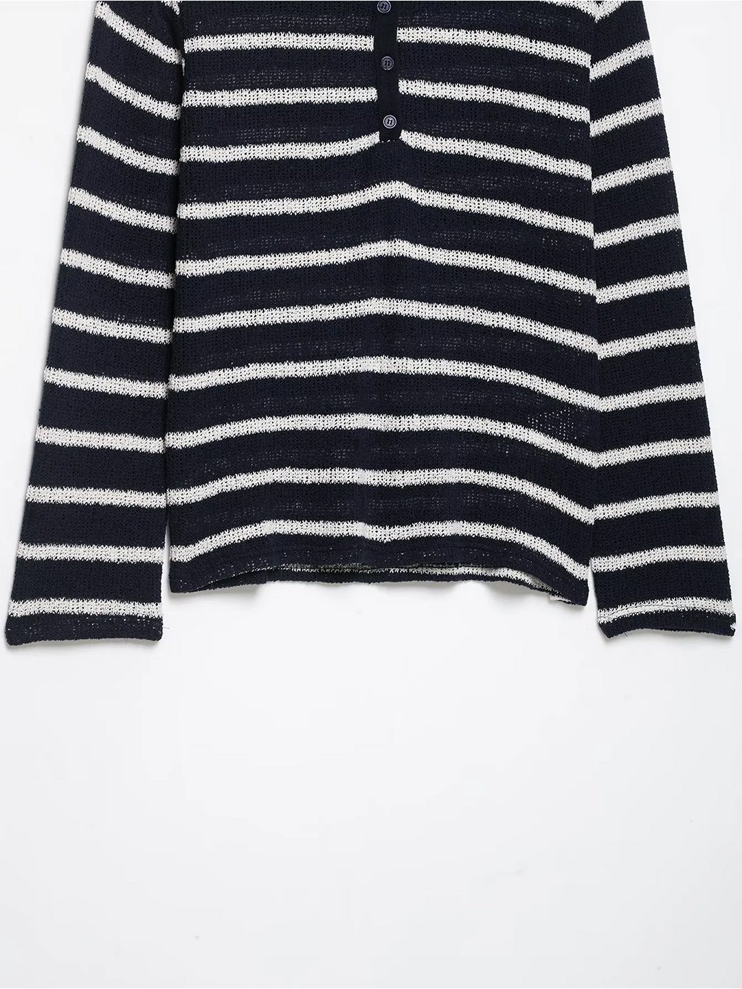 Womens Striped Longline Jumper with Button Detail