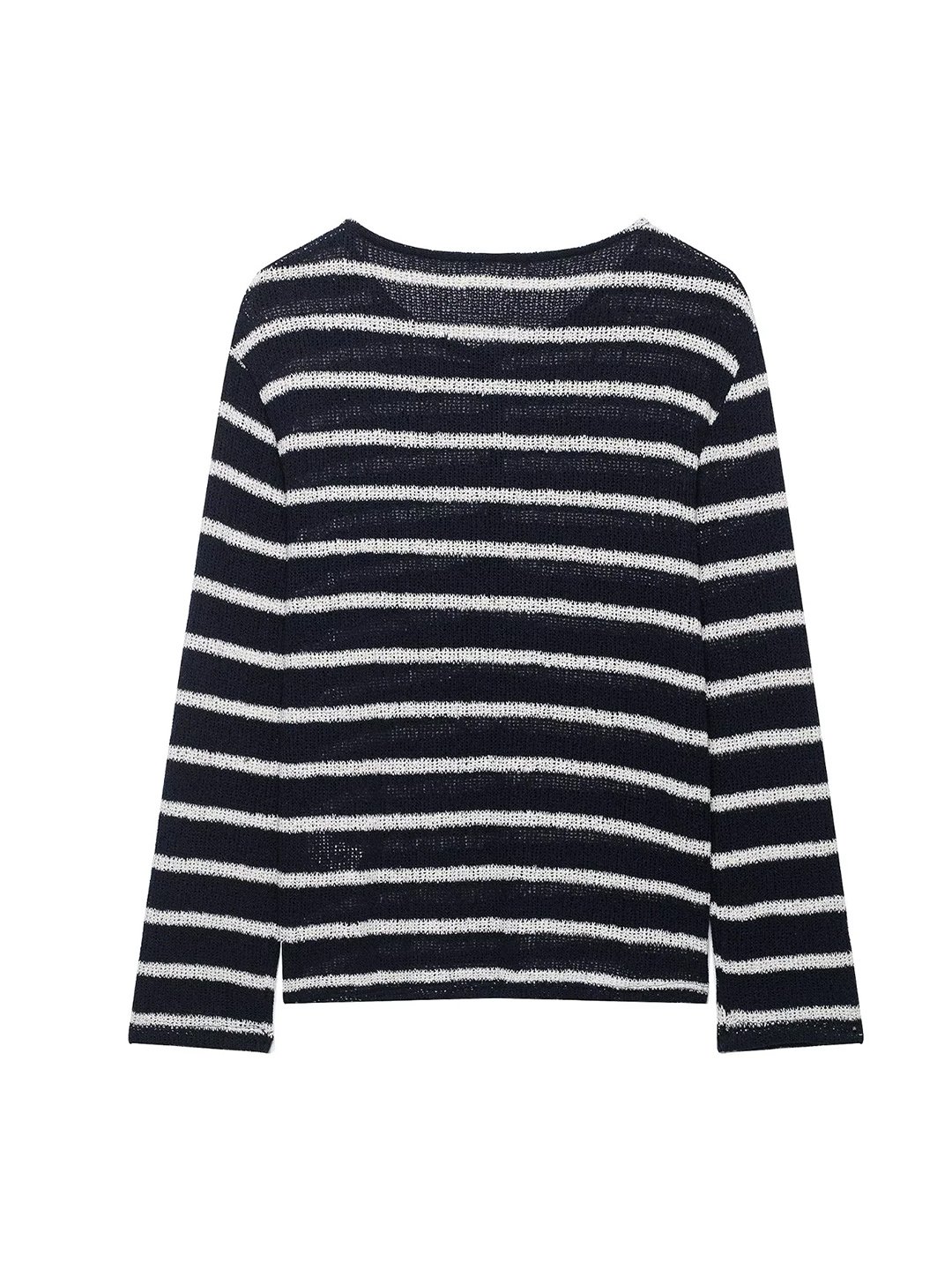 Womens Striped Longline Jumper with Button Detail
