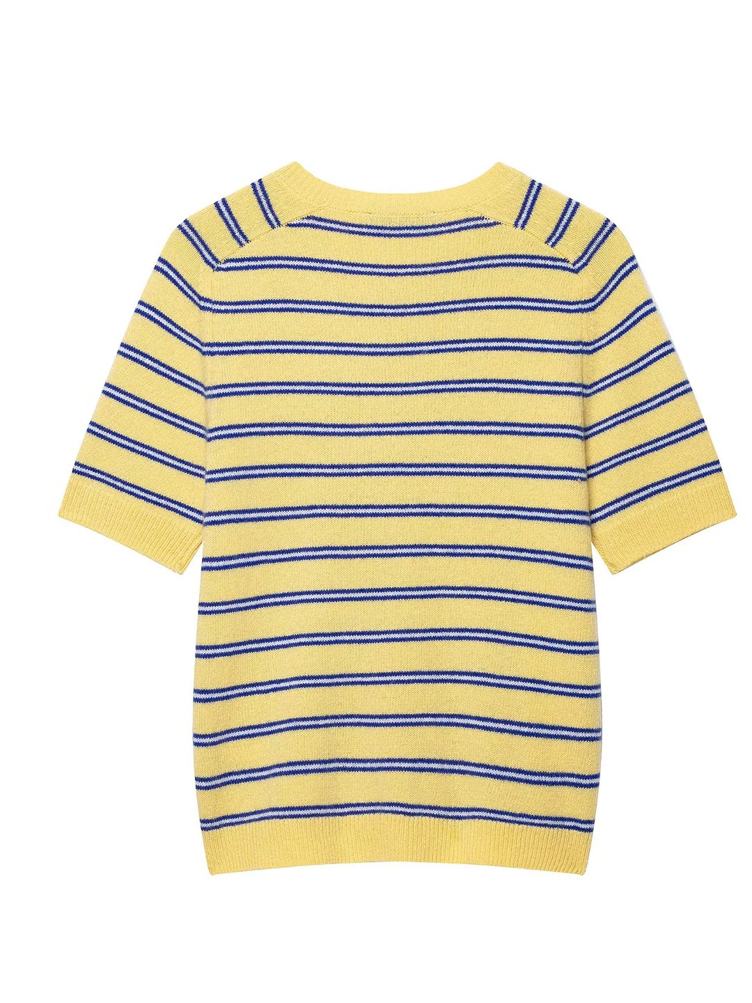 Womens Striped Knit Jumper - Pure Wool Short Sleeve