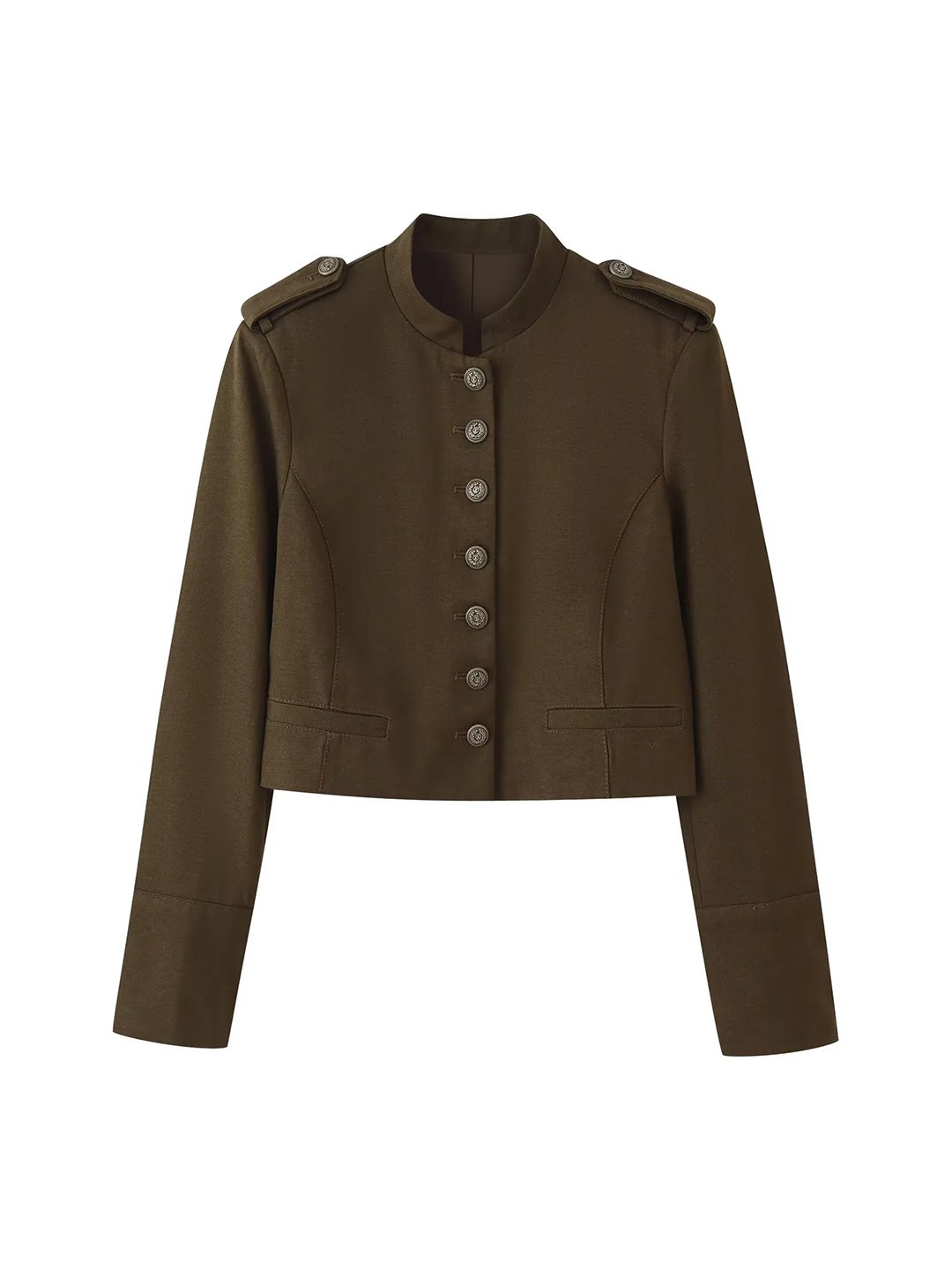 Green Solid Regular Utility Jacket