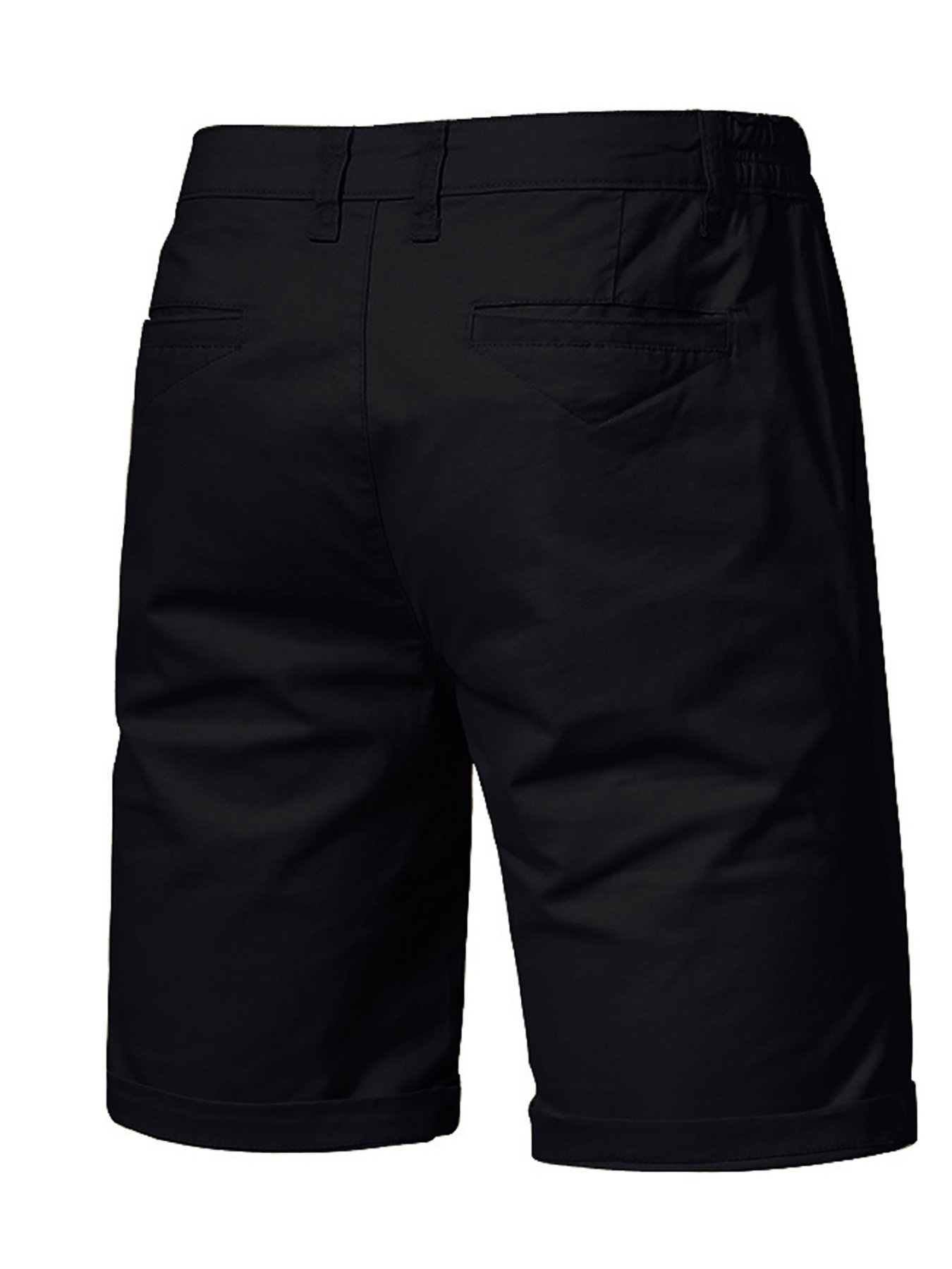 Black Solid Casual Shorts with Pockets