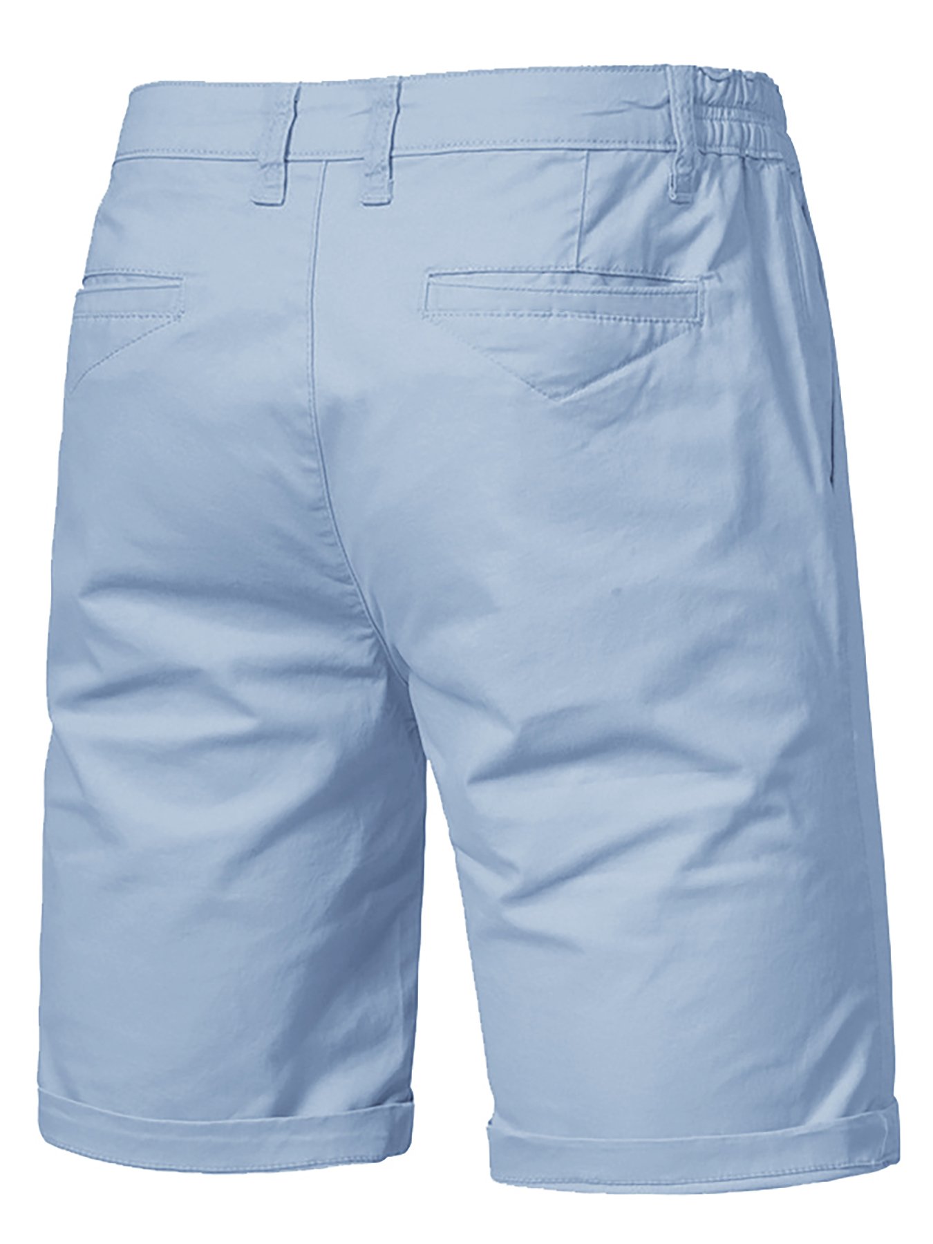 Sky Blue Solid Casual Shorts with Pockets