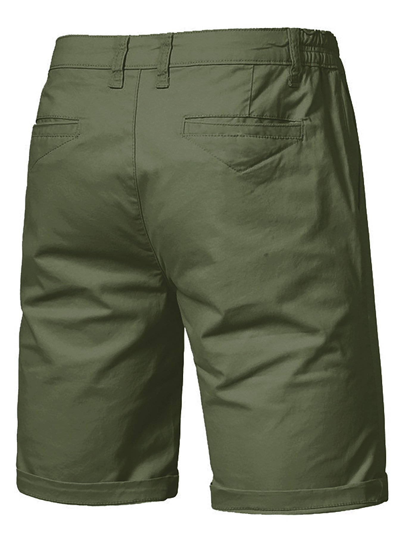 Green Solid Pocket Detail Casual Shorts