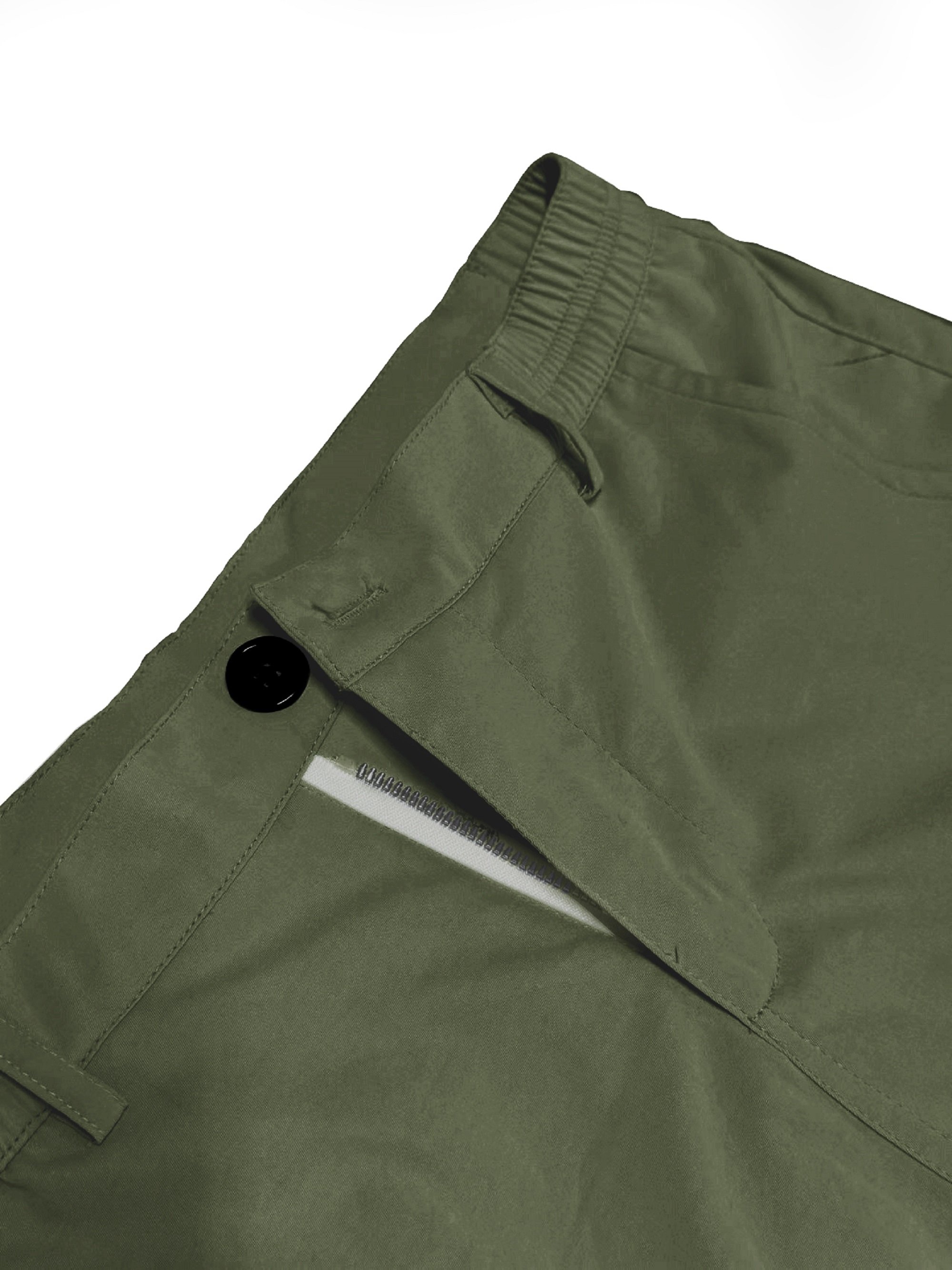 Green Solid Pocket Detail Casual Shorts