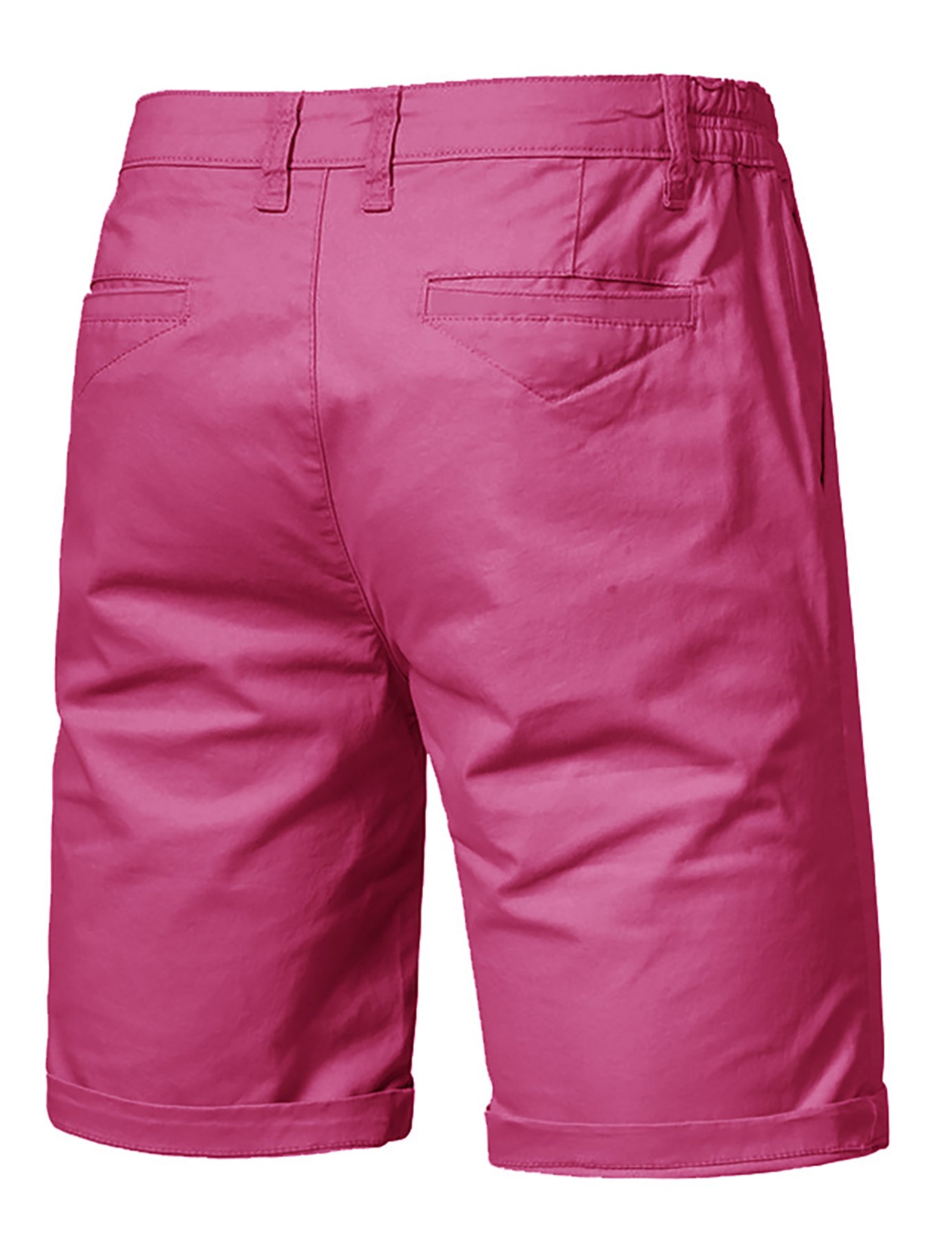 Pink Solid Pocket Detail Casual Shorts