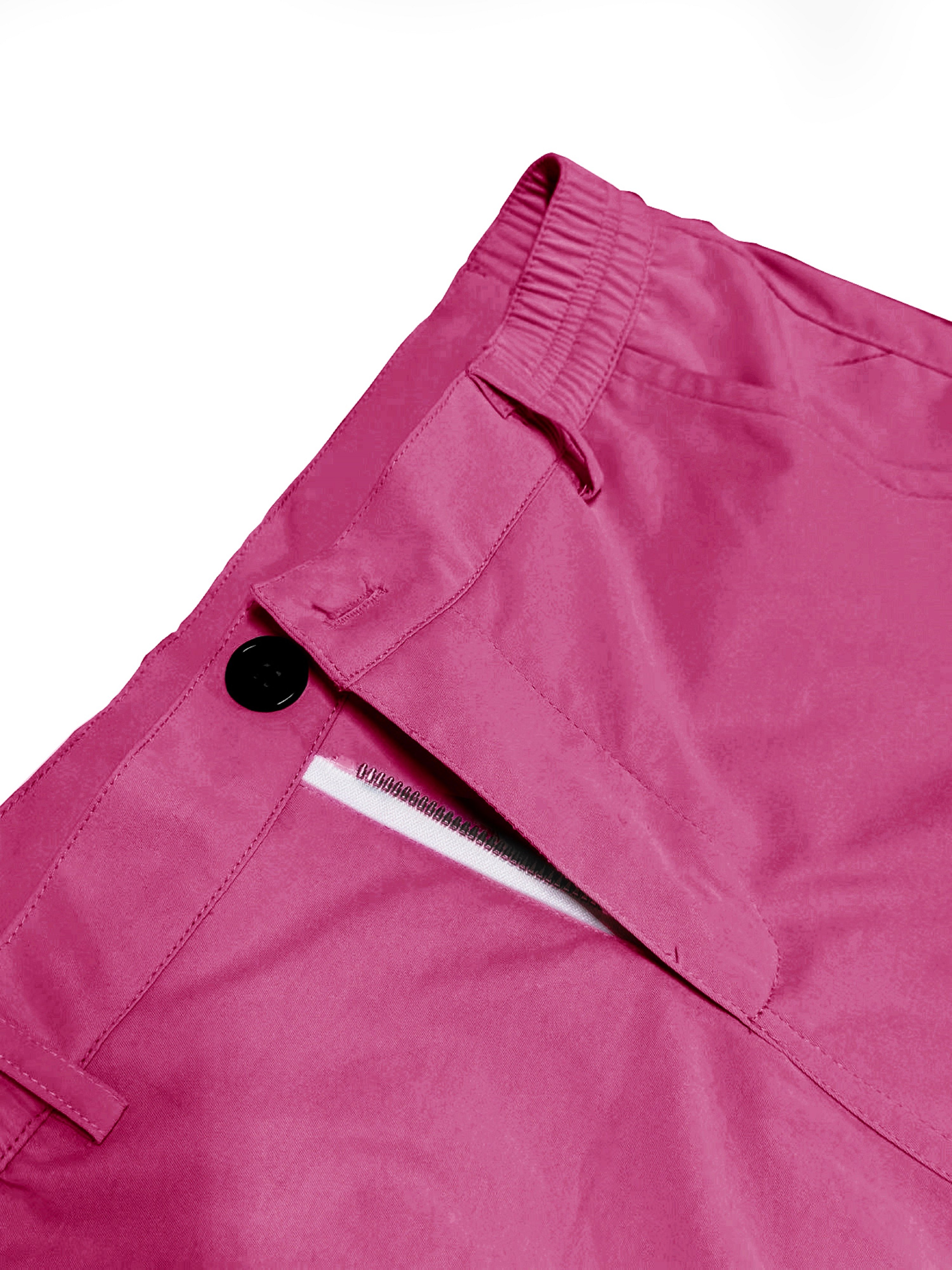 Pink Solid Pocket Detail Casual Shorts