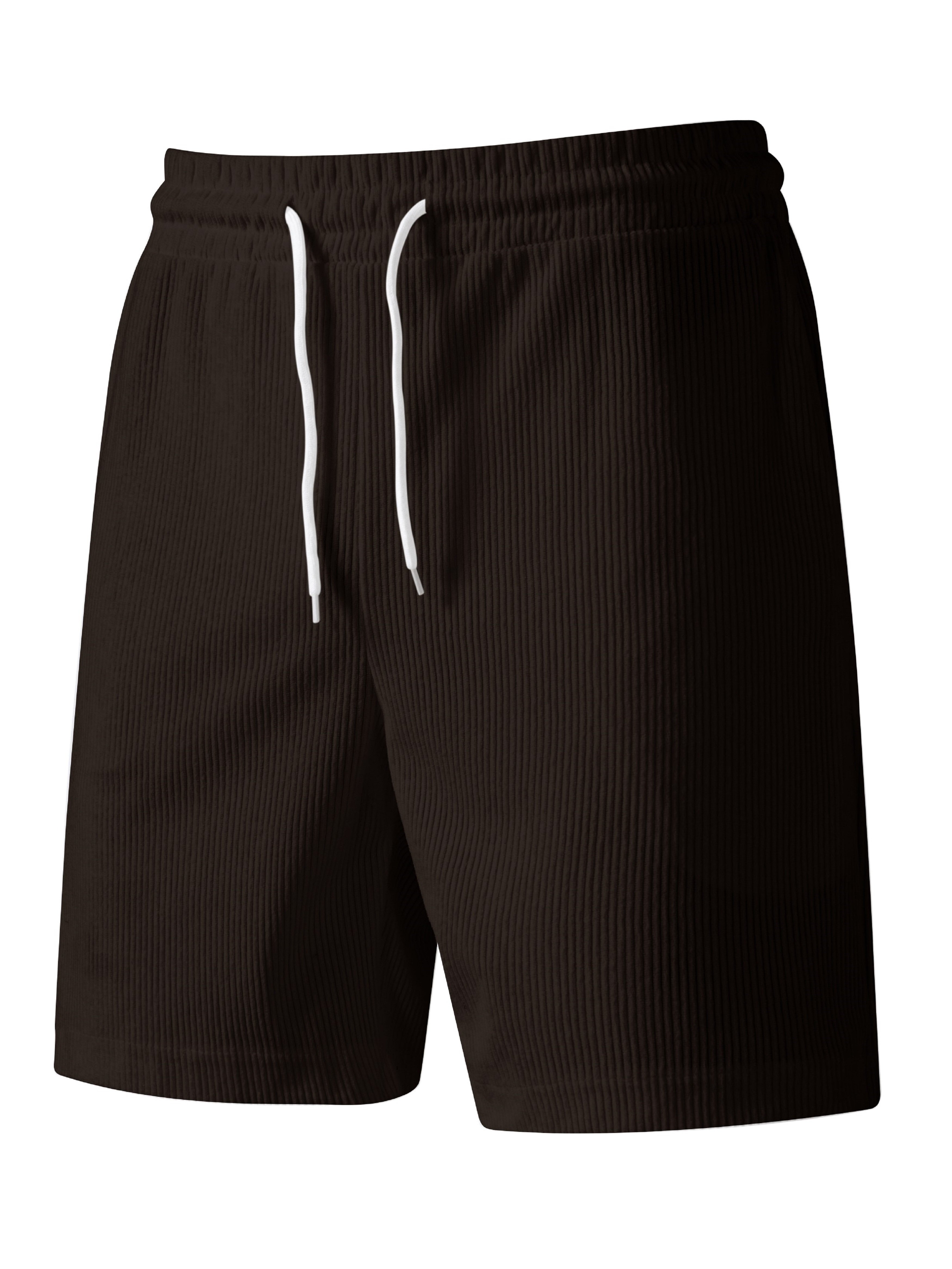 Brown Solid Pocket Detail Drawstring Shorts