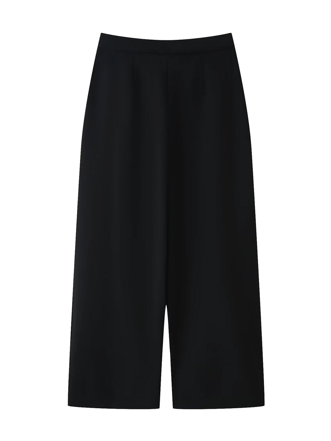 Black Solid Wide Leg Trousers