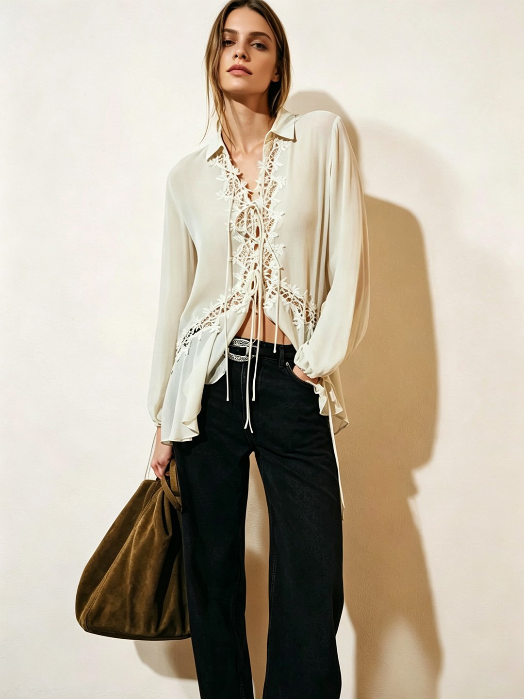 Green Embroidered Long Sleeves Regular Shirt
