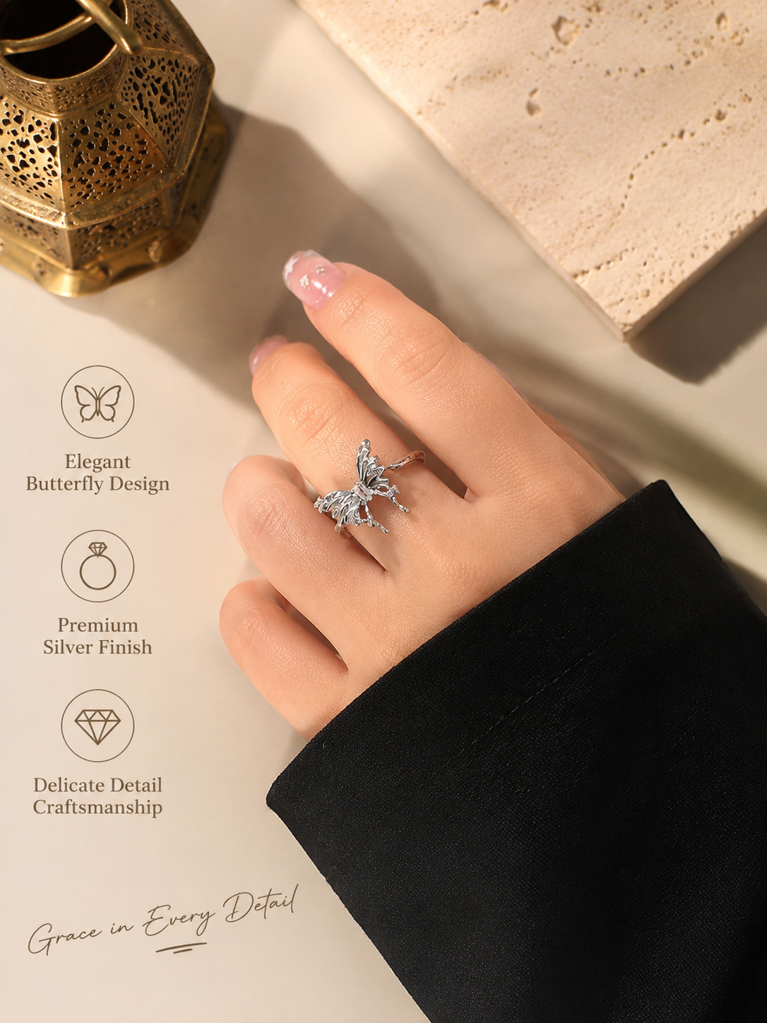 Silver Butterfly Ring