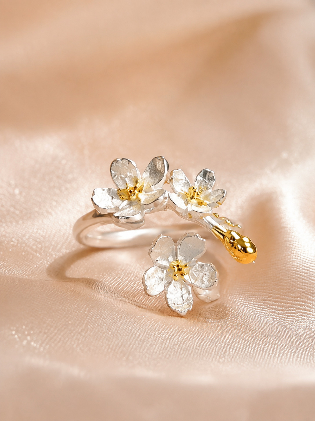 Golden Blossom Adjustable Ring