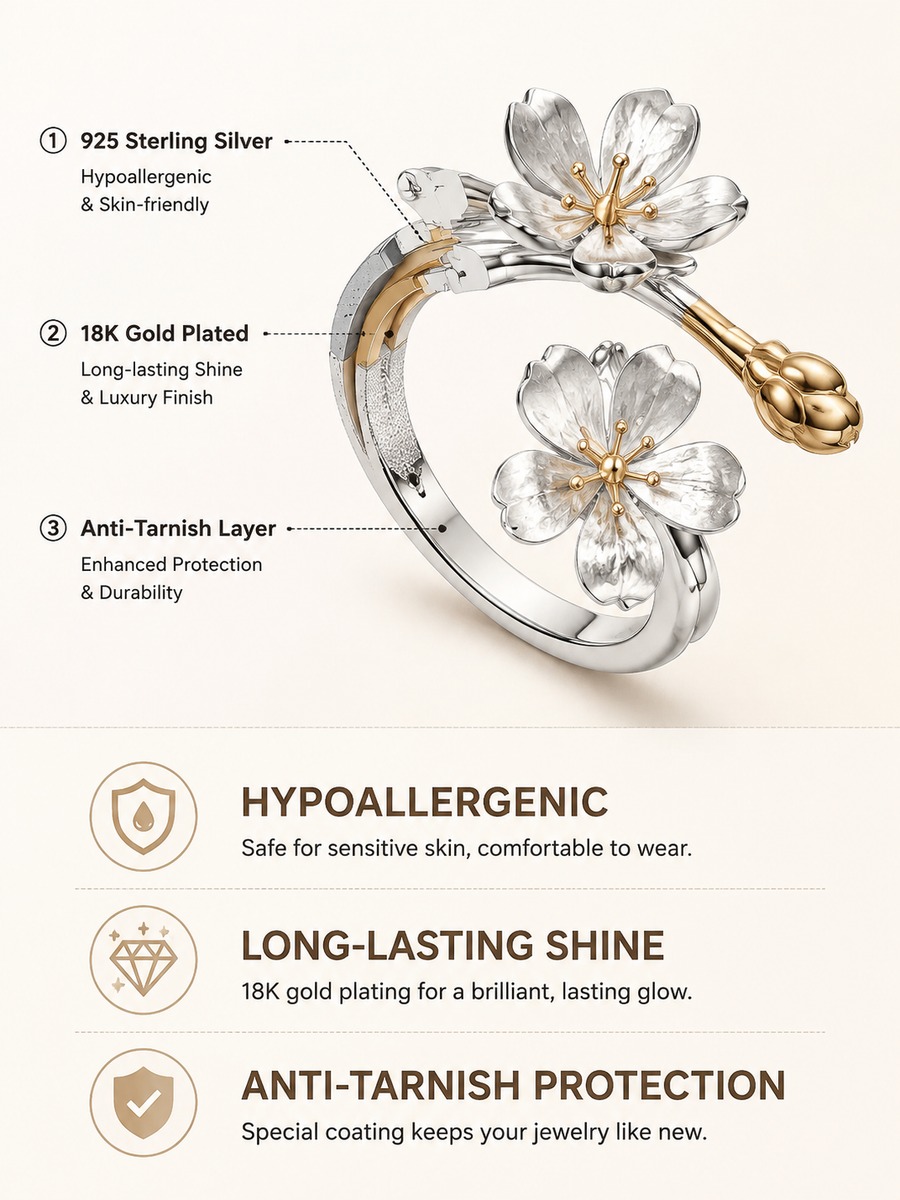Golden Blossom Adjustable Ring