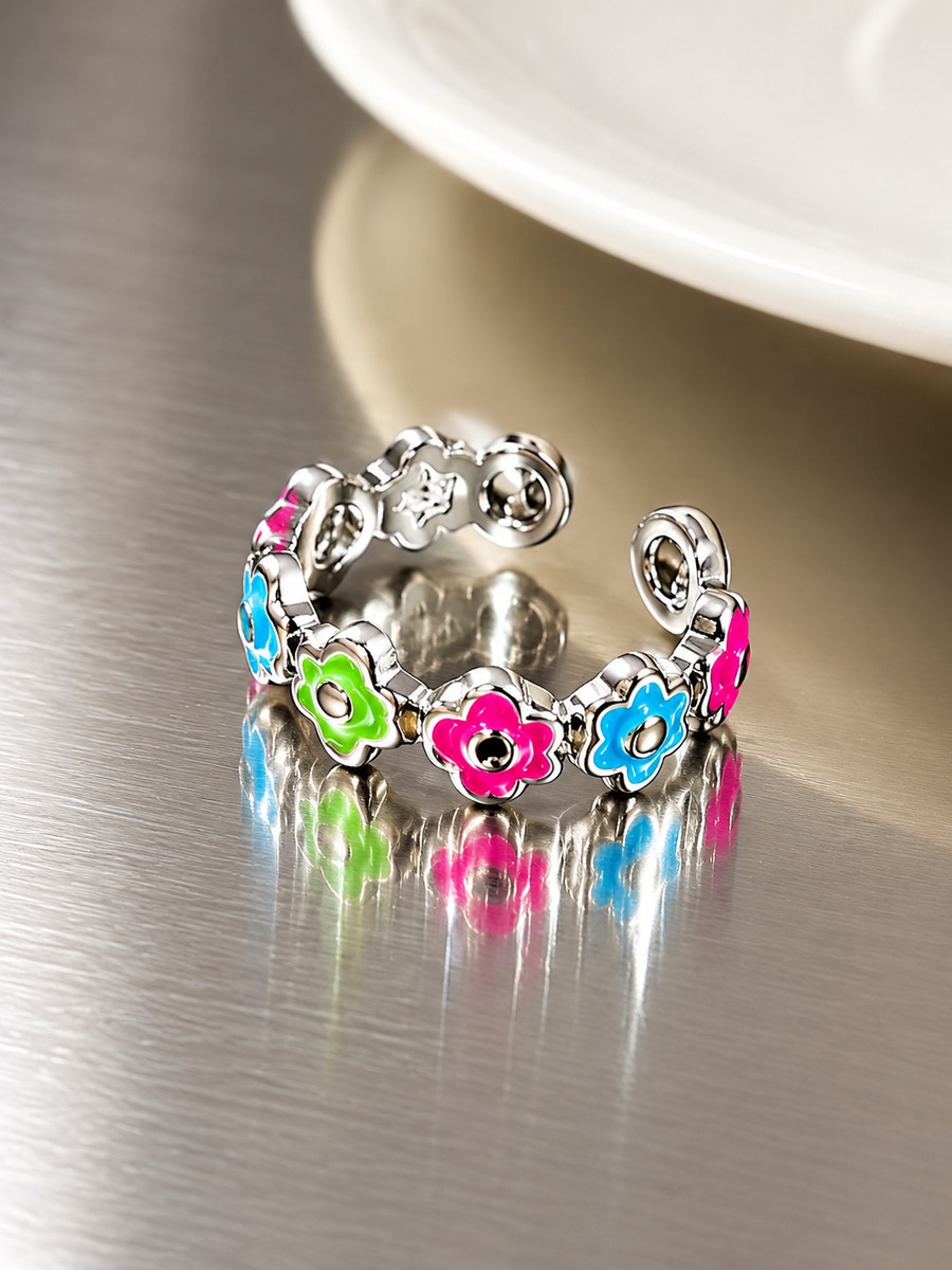 Floral Charm Adjustable Ring