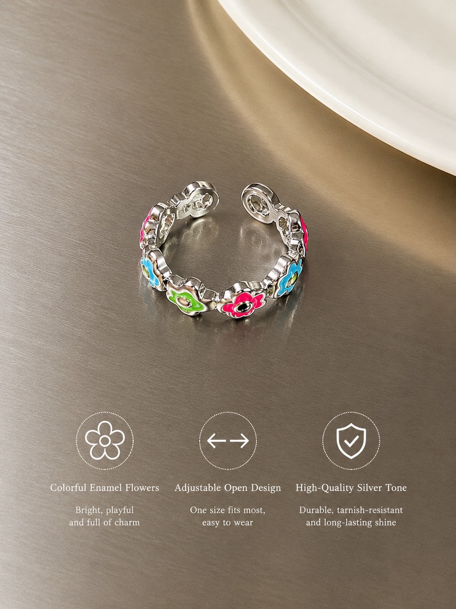 Floral Charm Adjustable Ring