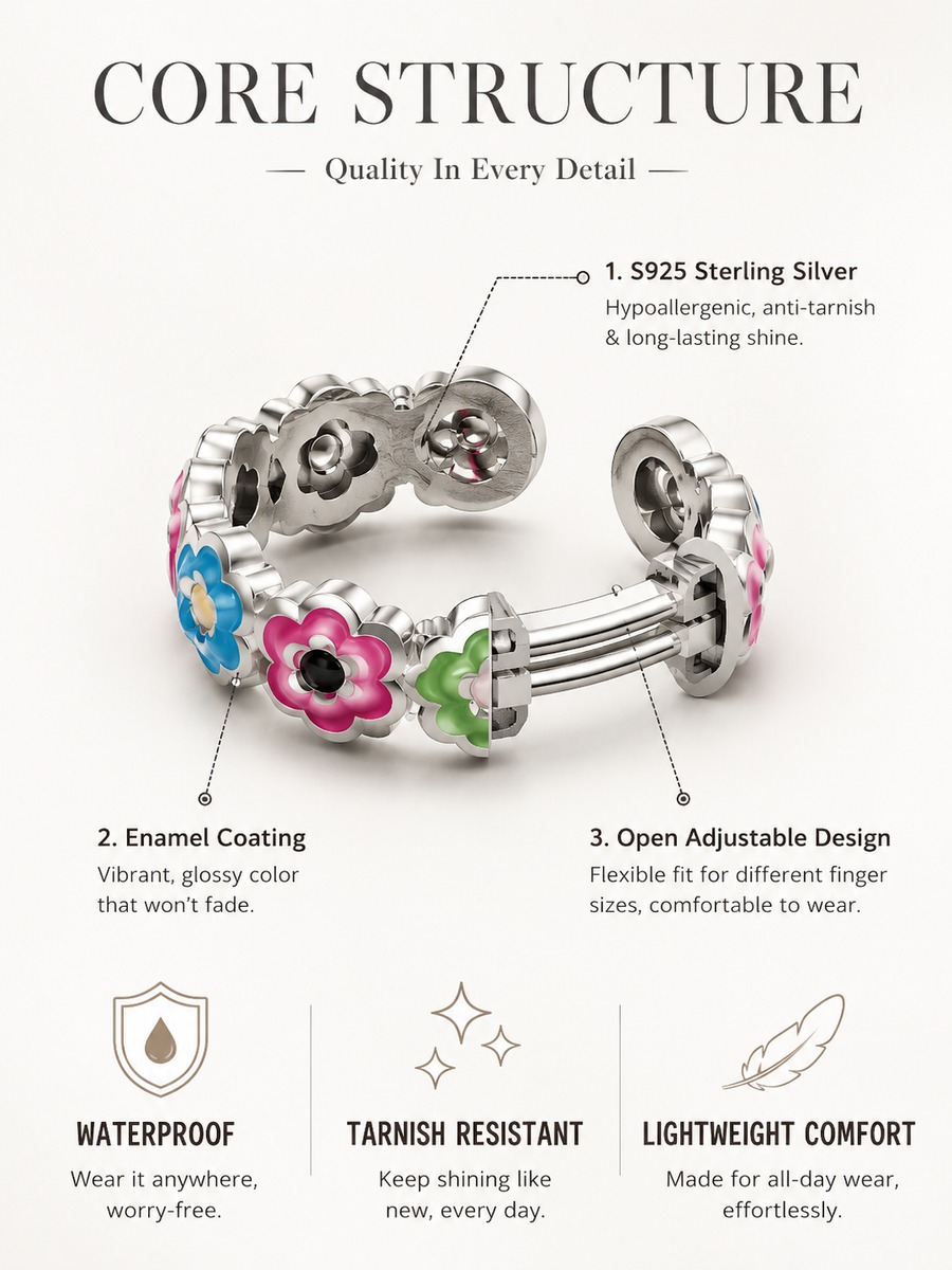 Floral Charm Adjustable Ring