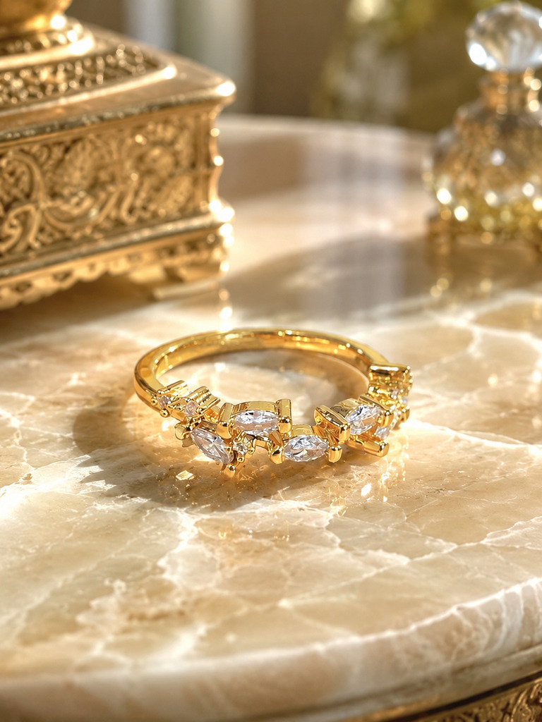 Gold Marquise CZ Ring