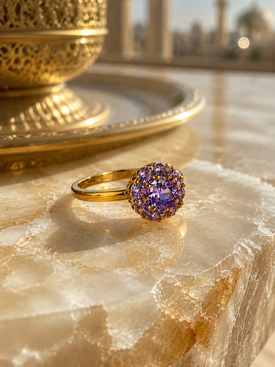 Purple Gemstone Gold Ring