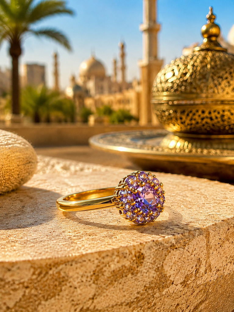 Purple Gemstone Gold Ring