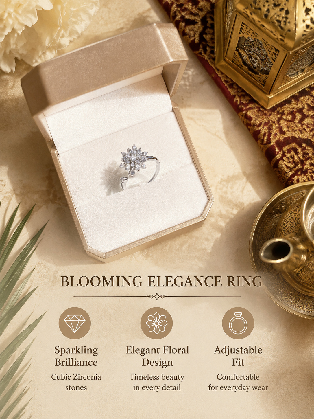 Silver Bloom Zircon Ring
