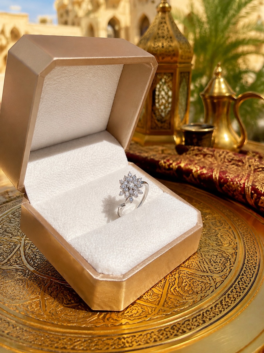 Silver Bloom Zircon Ring