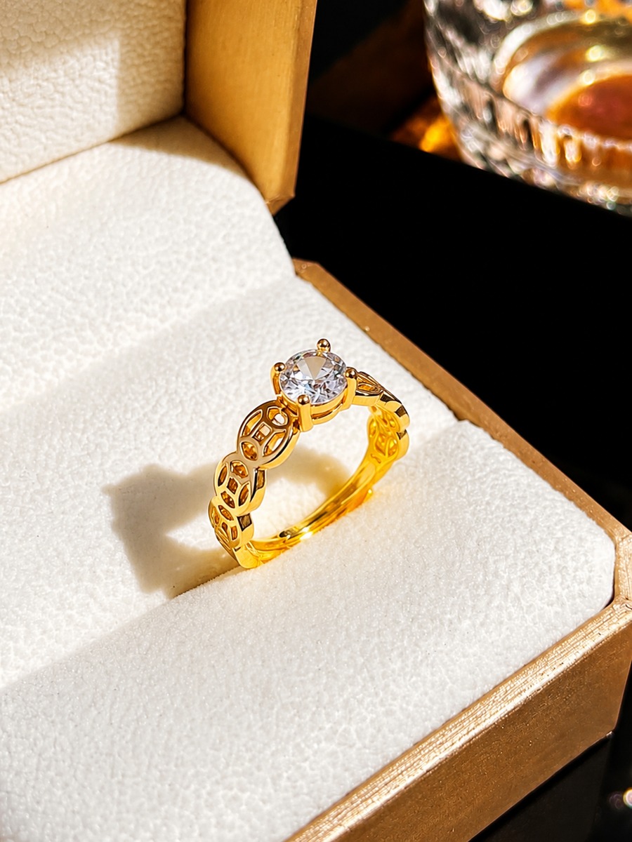 Golden Coin Motif Ring