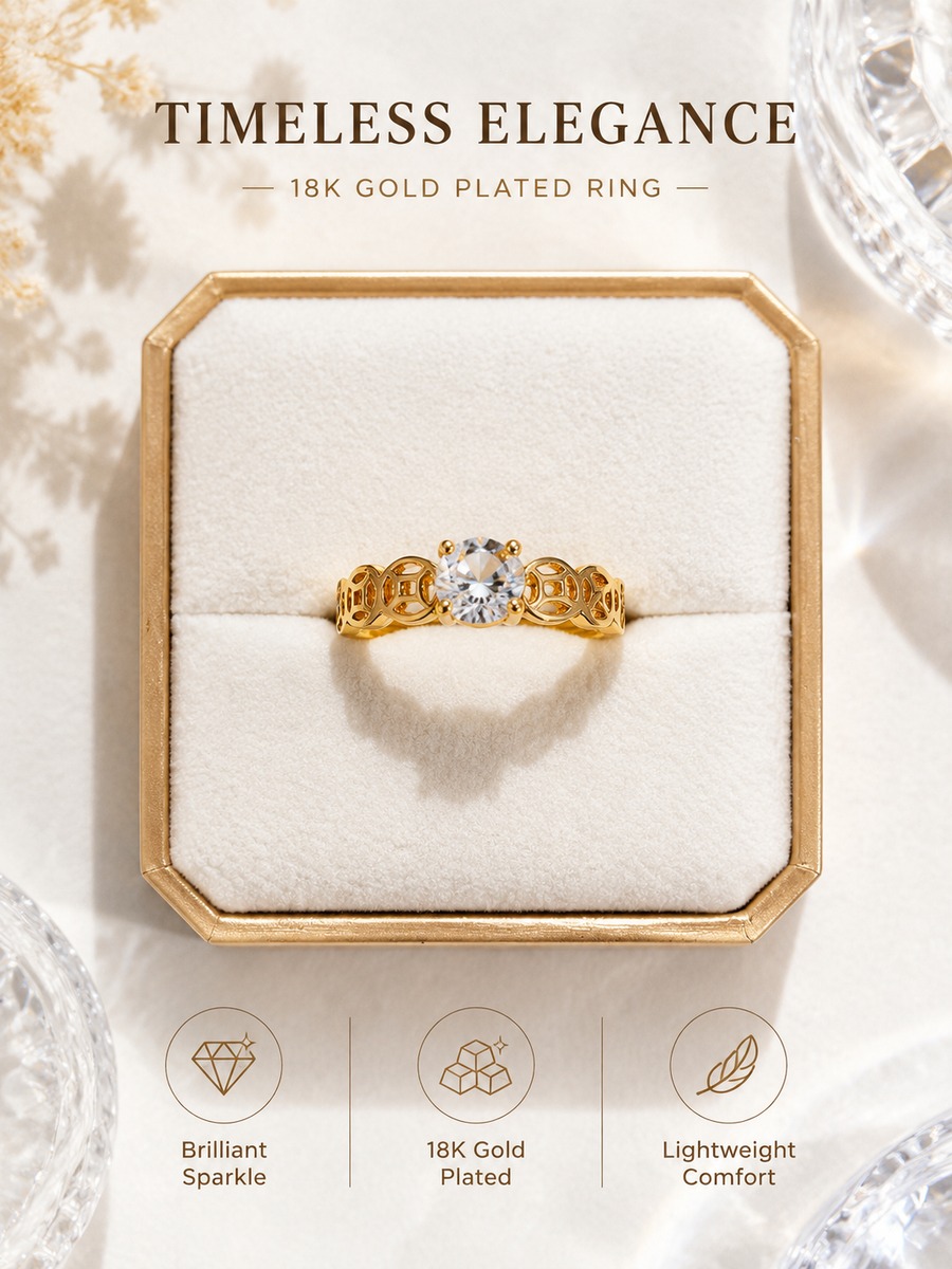 Golden Coin Motif Ring
