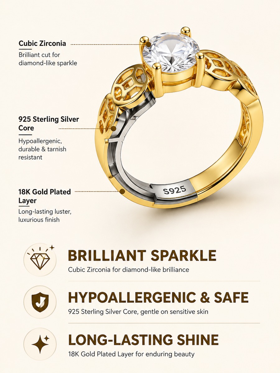 Golden Coin Motif Ring