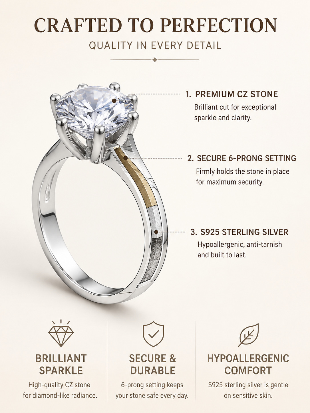 Silver Solitaire Ring