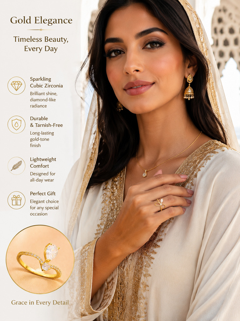 Golden Pear and Pave Ring