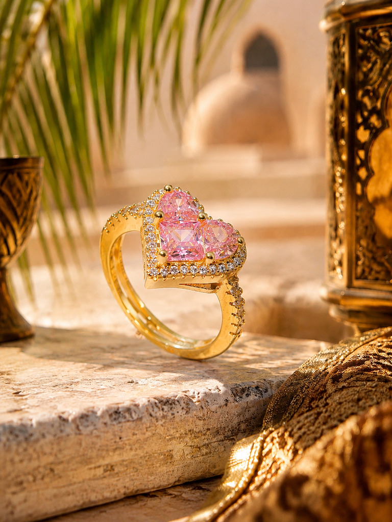 Pink Heart Zirconia Ring