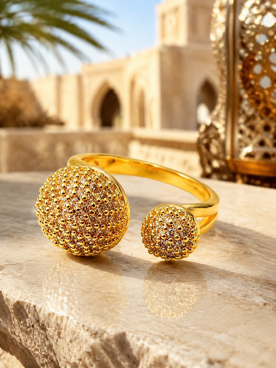 Gold Dual Orb Ring