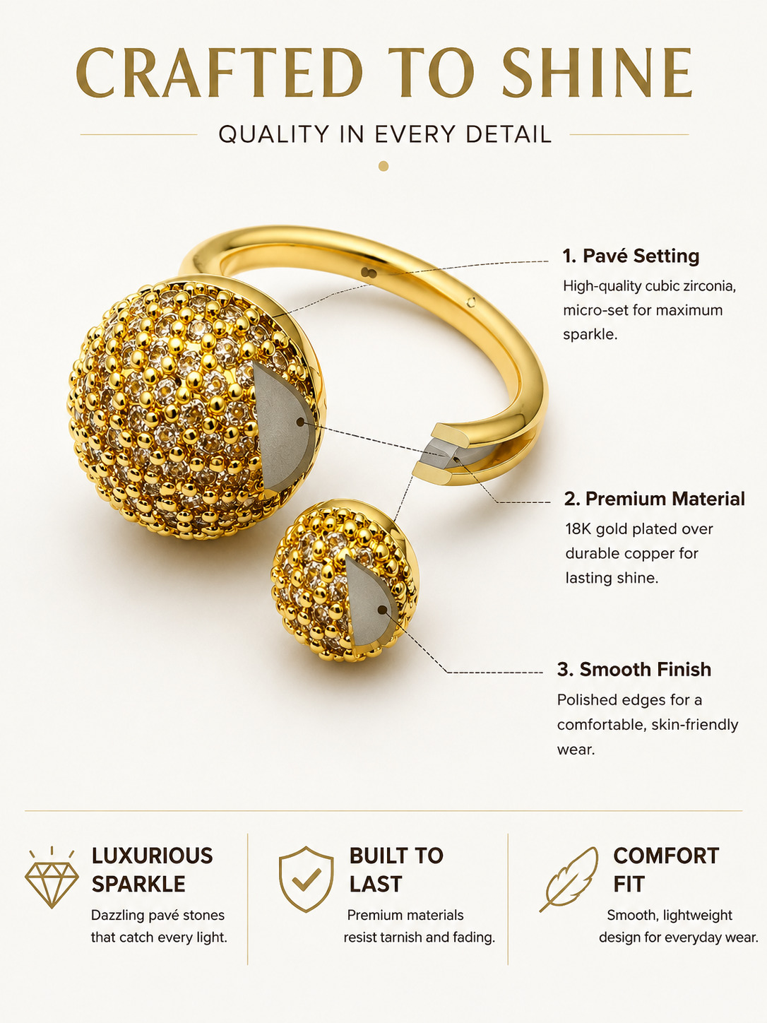 Gold Dual Orb Ring