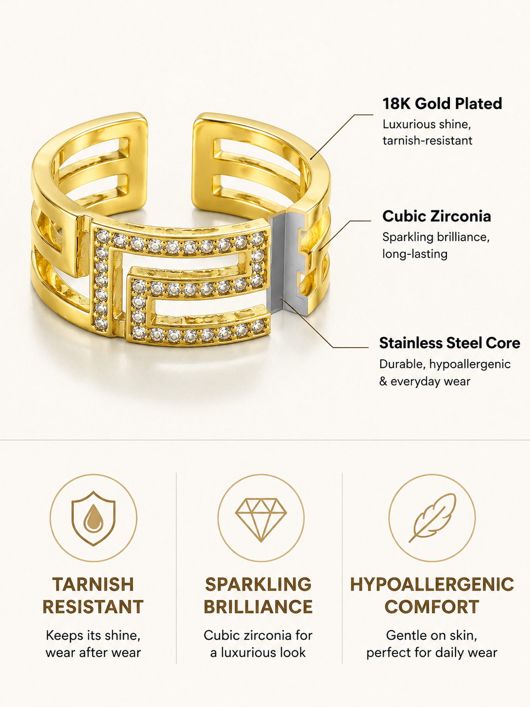 Golden Pave Ring
