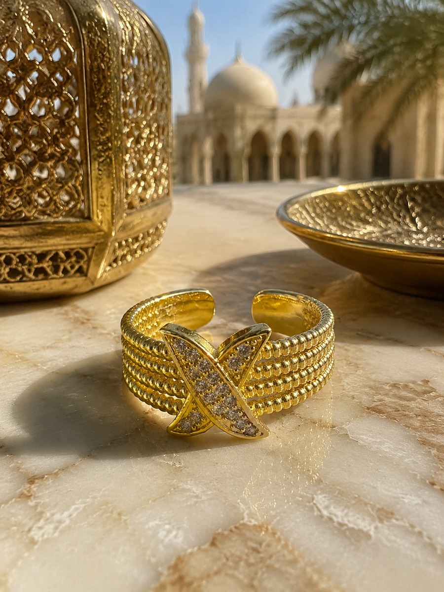 Golden X-Design Adjustable Ring
