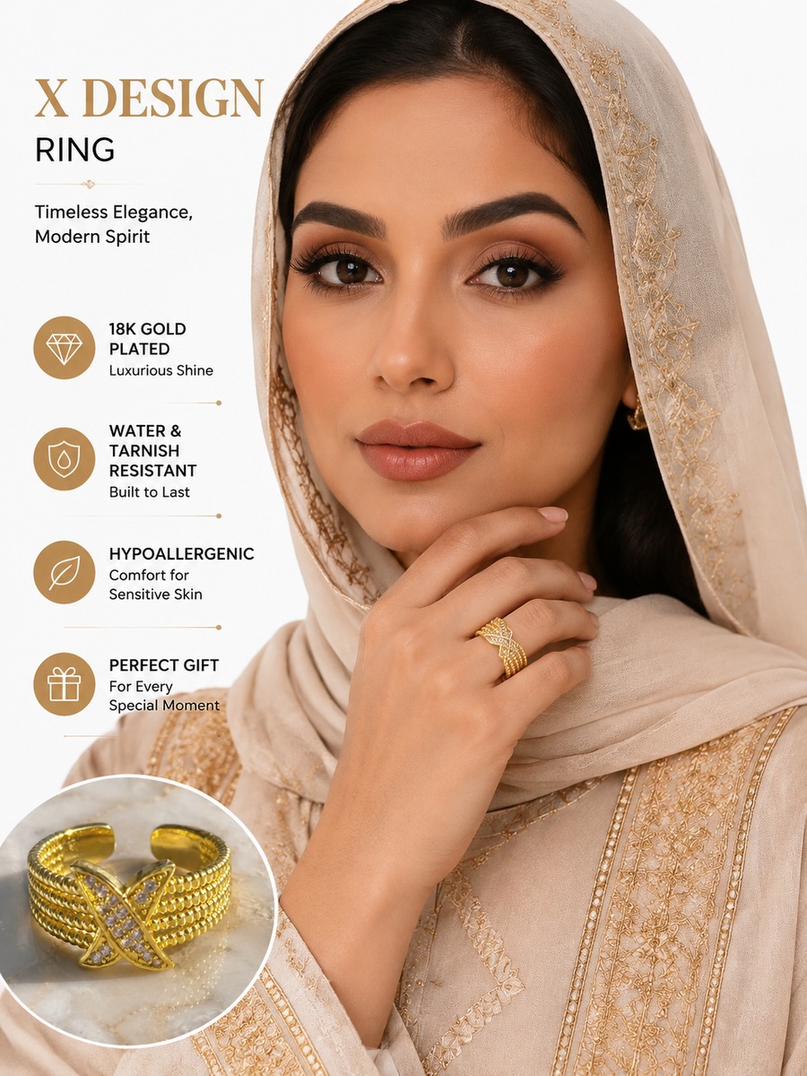 Golden X-Design Adjustable Ring