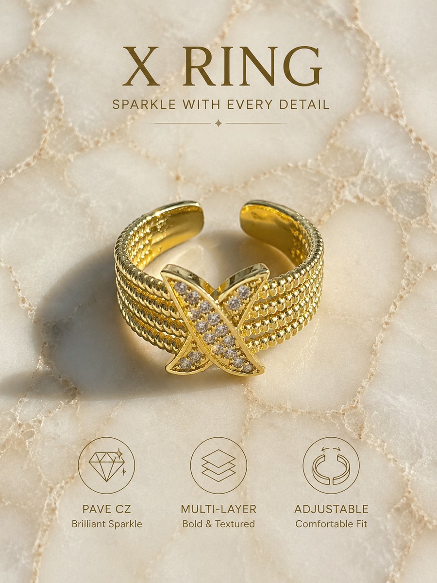Golden X-Design Adjustable Ring