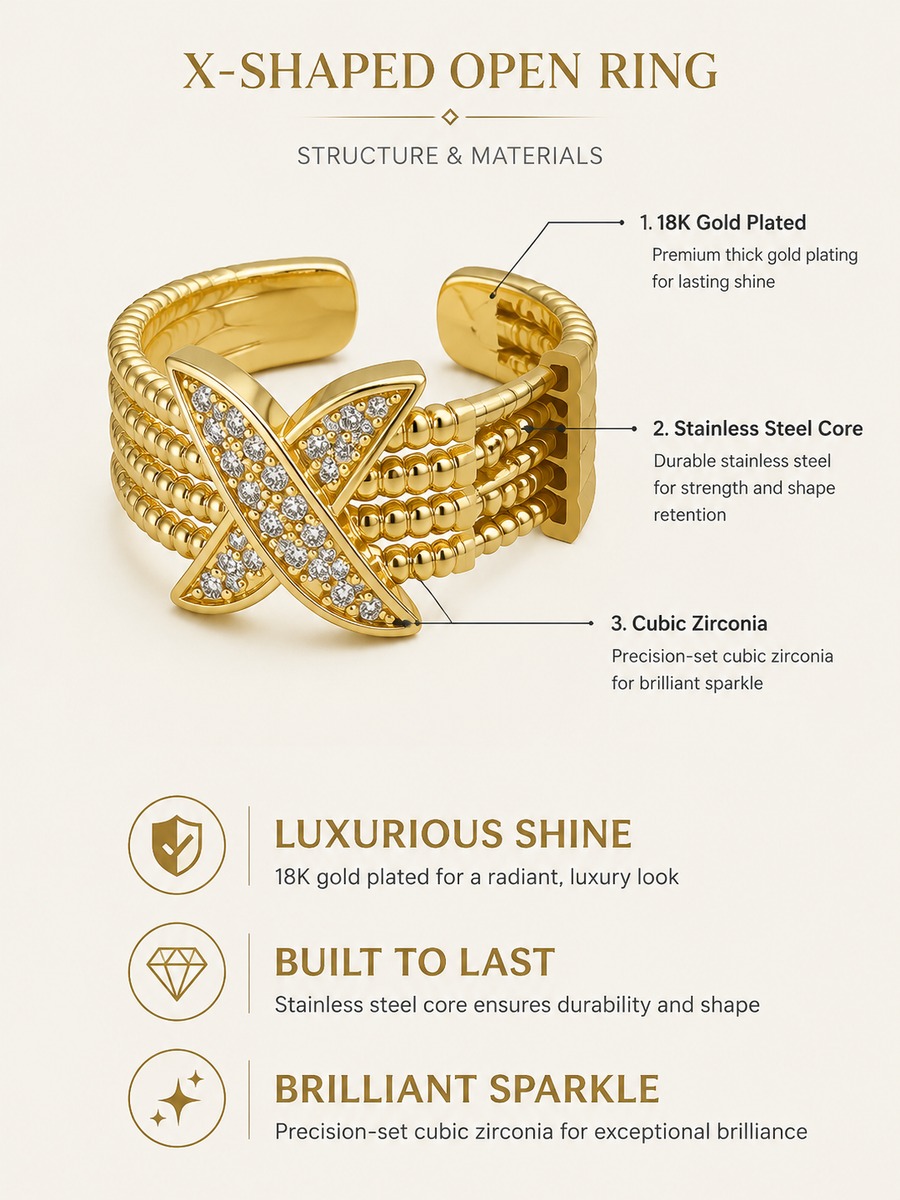 Golden X-Design Adjustable Ring