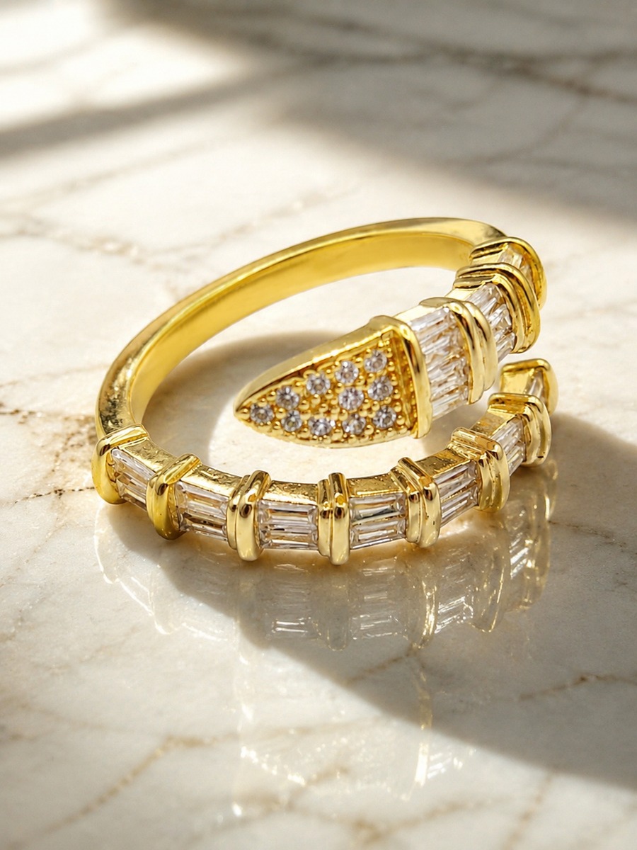Golden Serpentine Zircon Ring