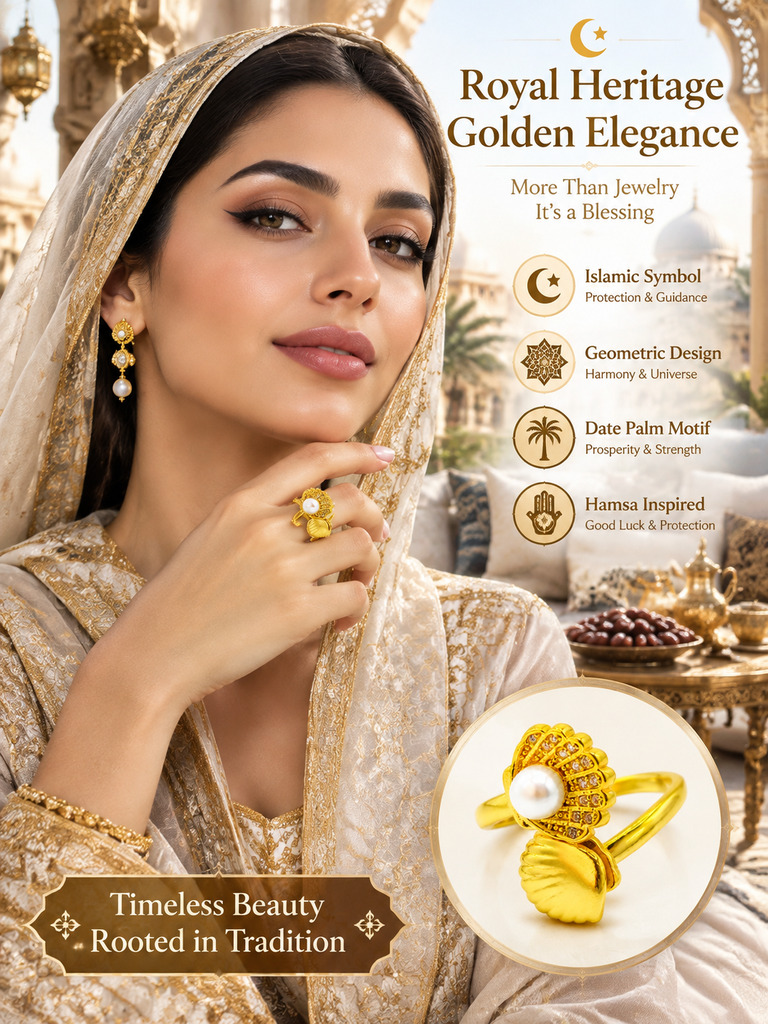 Golden Shell Pearl Ring