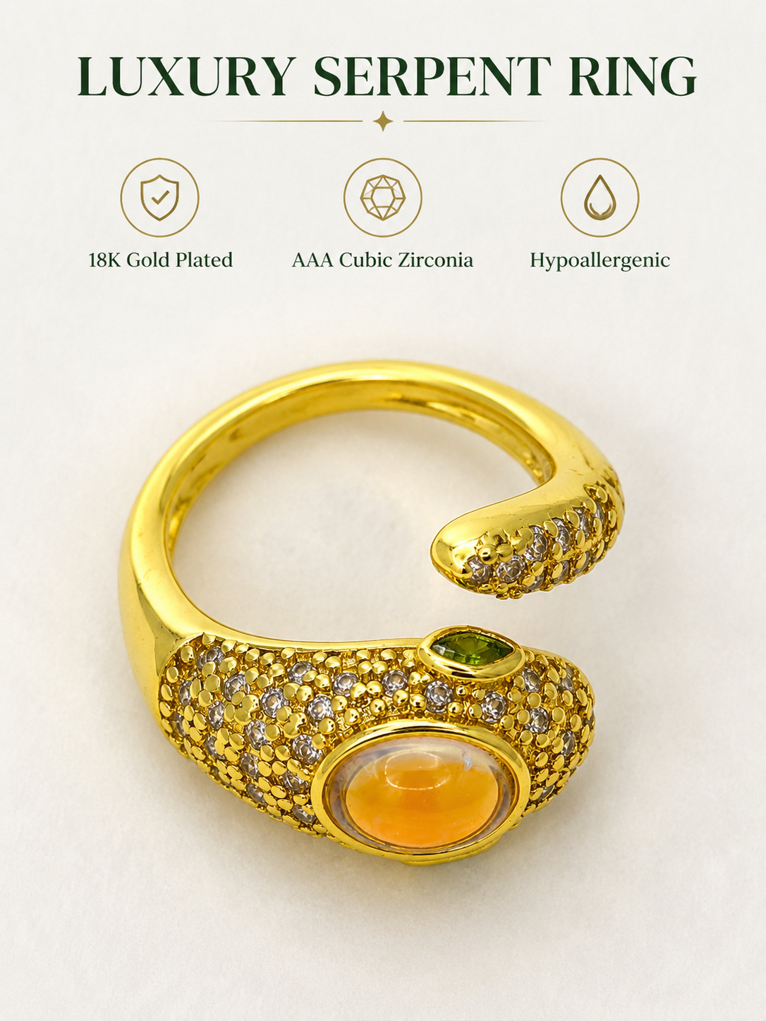 Golden Serpentine Ring