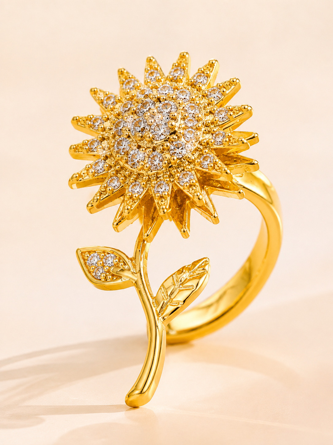Golden Blossom Zircon Ring