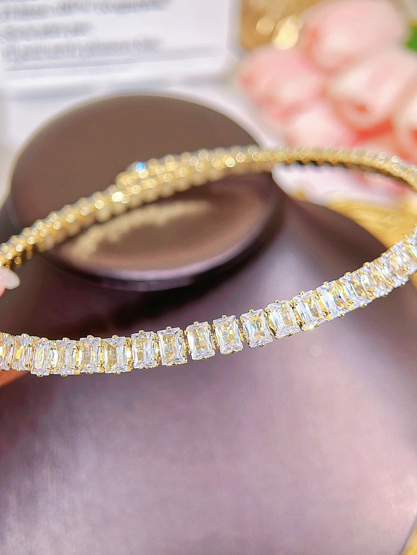 Gold Crystal Necklace and Bracelet Set
