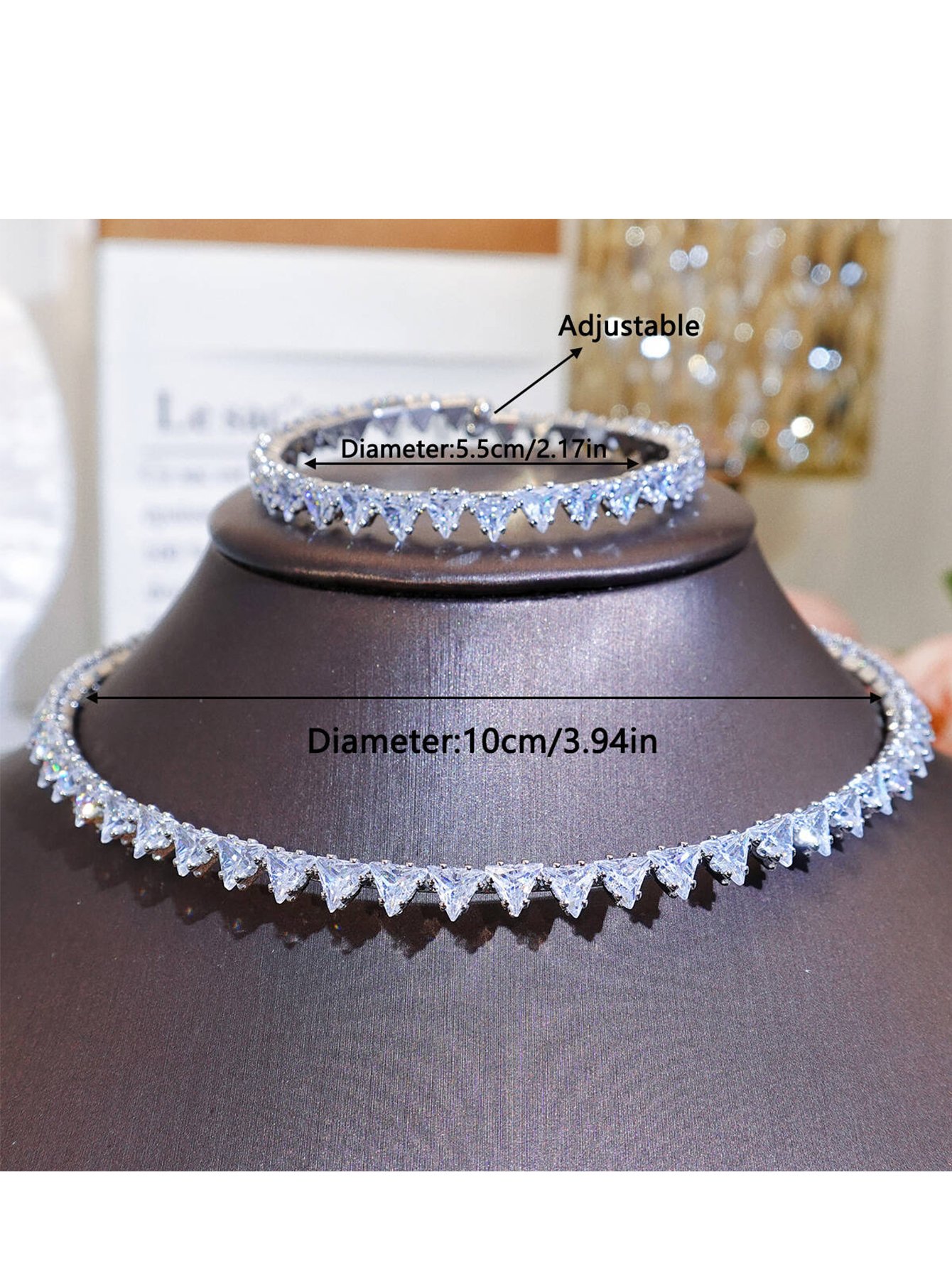 Silver Geometric Necklace and Bracelet Set