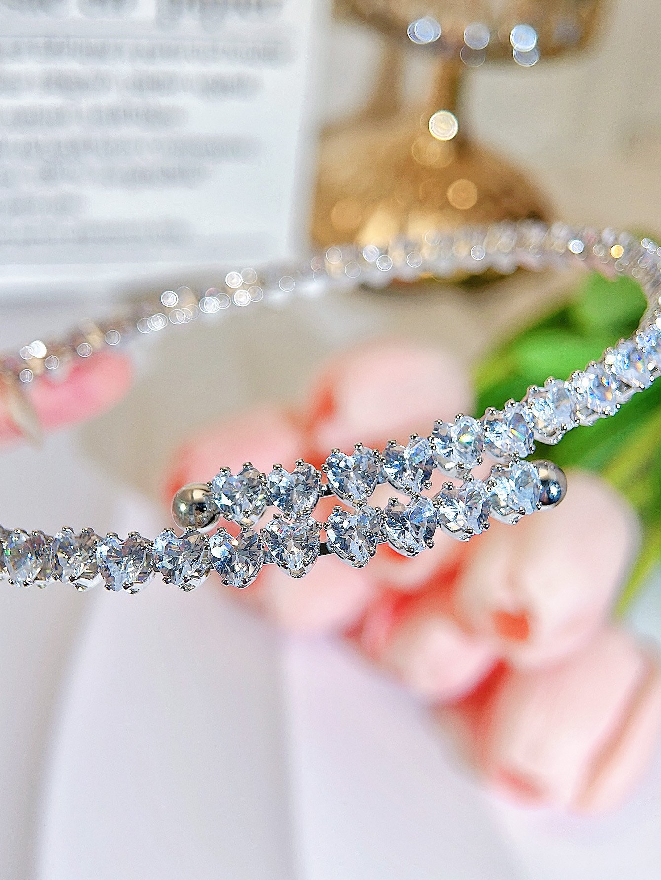Silver Heart Choker Necklace and Bracelet Set
