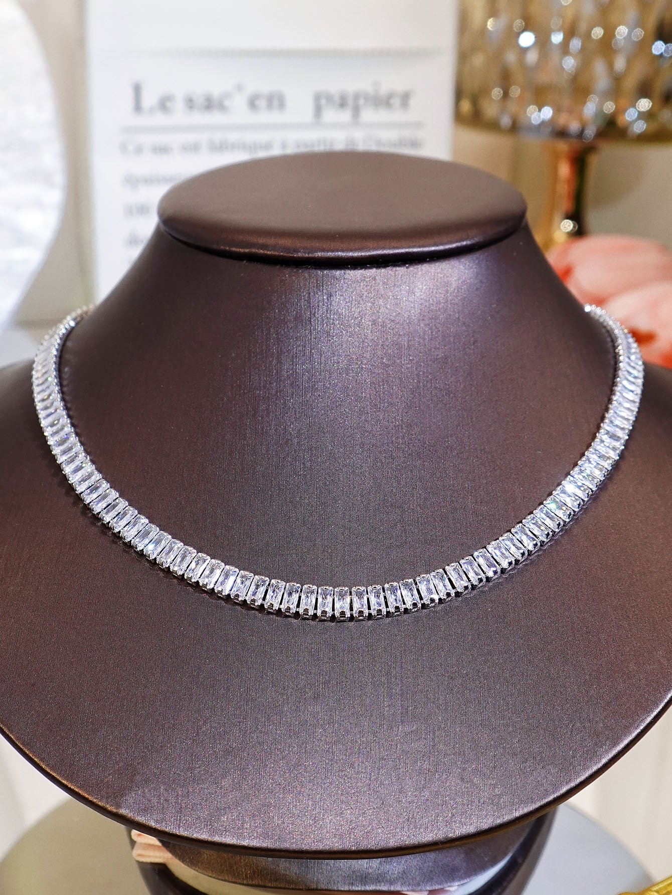 Silver Cubic Zirconia Necklace and Earrings Set