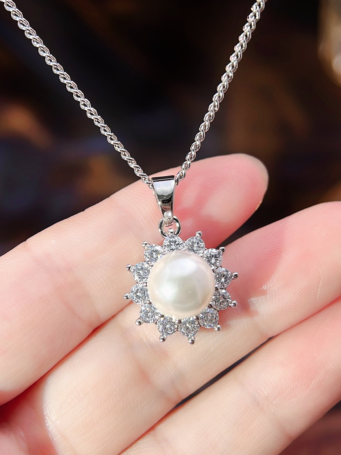 Silver Pearl Cubic Zirconia Jewelry Set