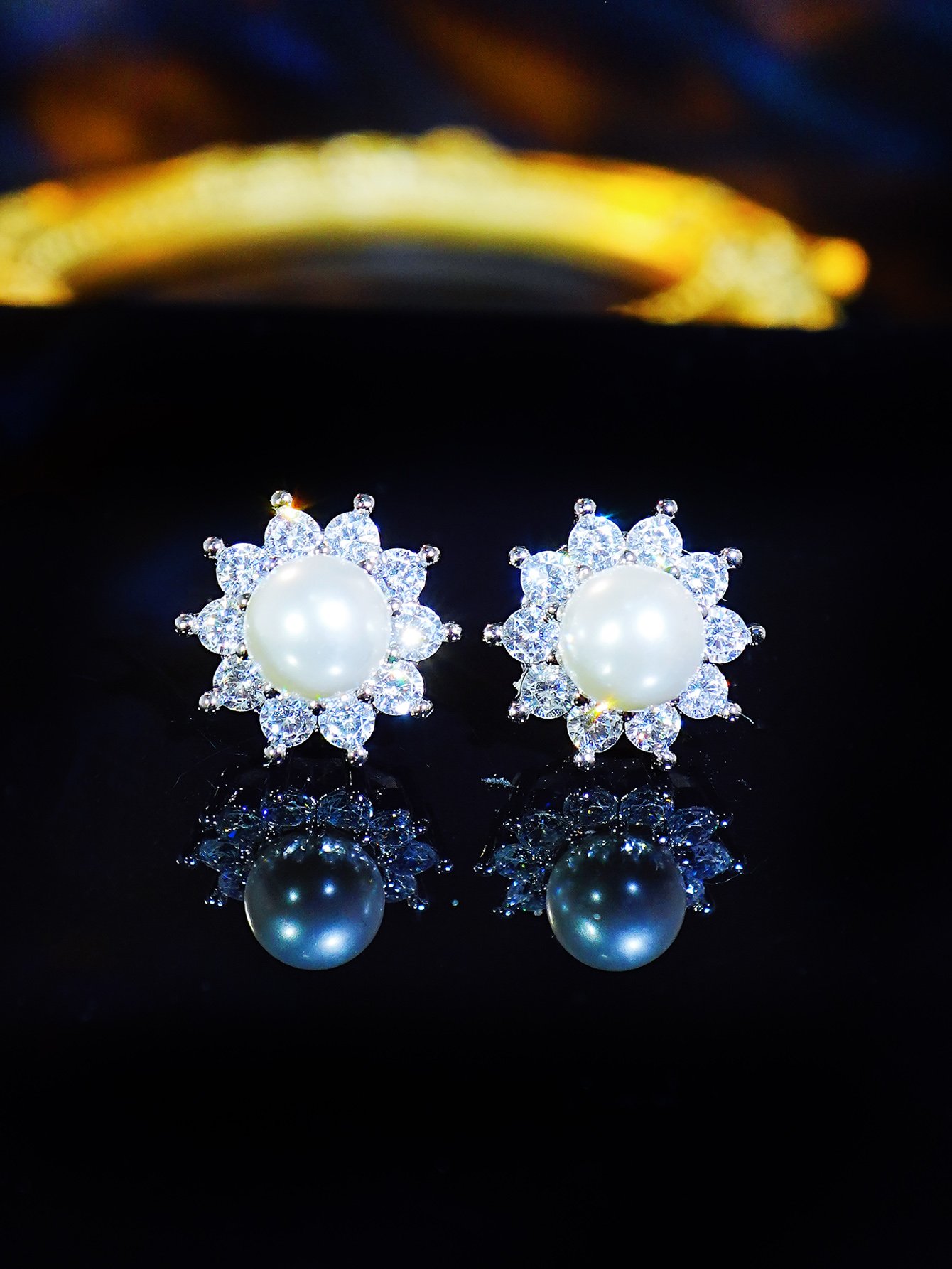 Silver Pearl Cubic Zirconia Jewelry Set